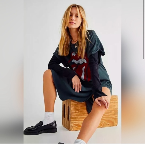 Free People Dresses & Skirts - DayDreamer X Free People Rolling Stones 89 Rolled Sleeve Maxi Top Dress NEW